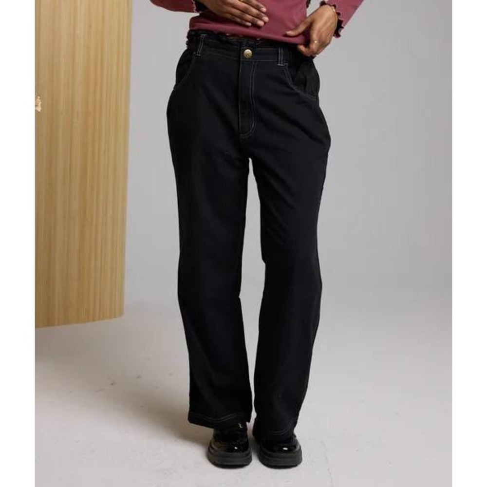 Known Supply Utility Pants Women Size M Black Paperbag Waist Carpenter Contrast